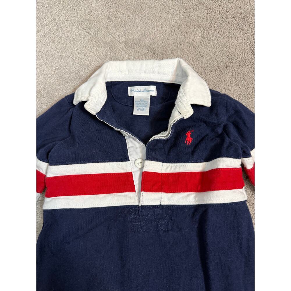 Polo Ralph Lauren 9 mo Boys Polo Jumpsuit One Piece Navy Blue - Picture 4 of 5